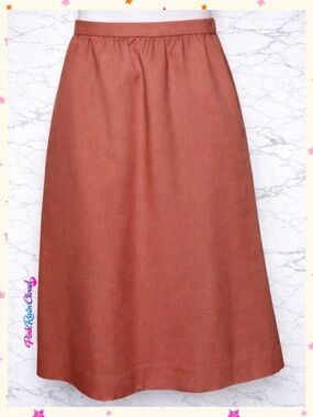 JH Collectibles 70s Rust Terracotta A Line Midi Skirt Made in USA Women 28 Waist